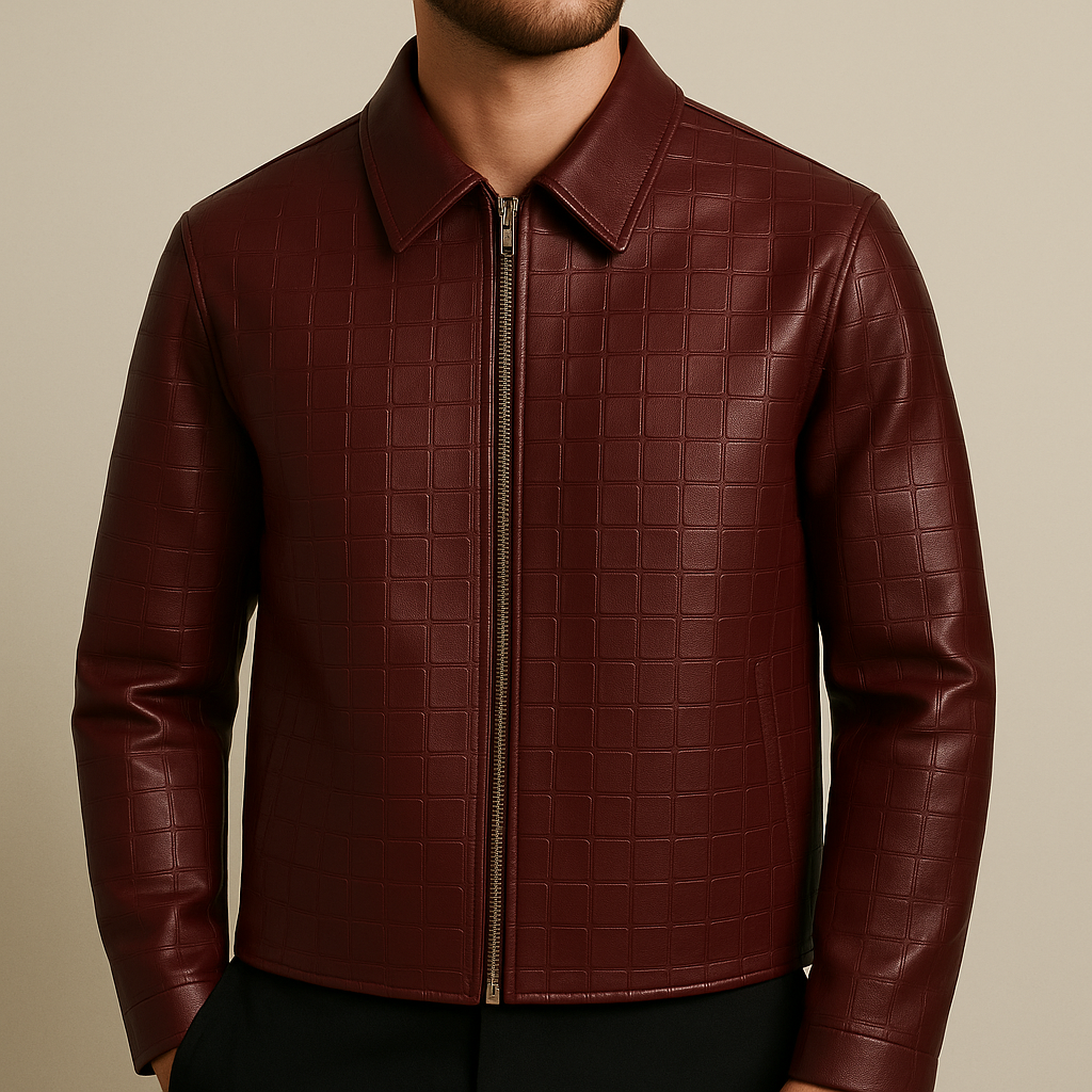 Croc-Embossed Leather Jacket