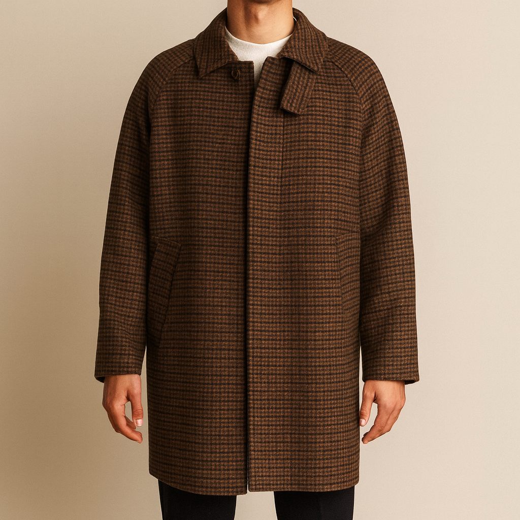 Wool Houndstooth Overcoat