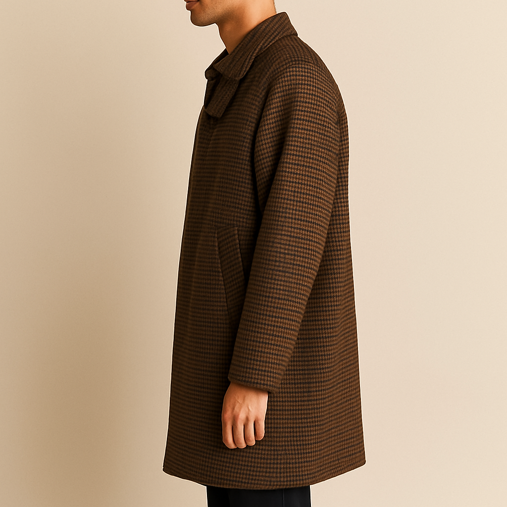 Wool Houndstooth Overcoat