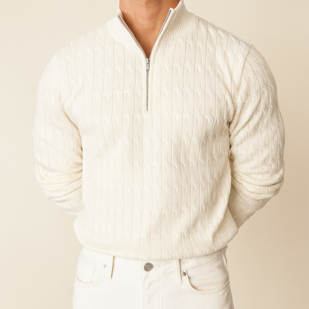Marcivo Ivory Crest Zip Knit