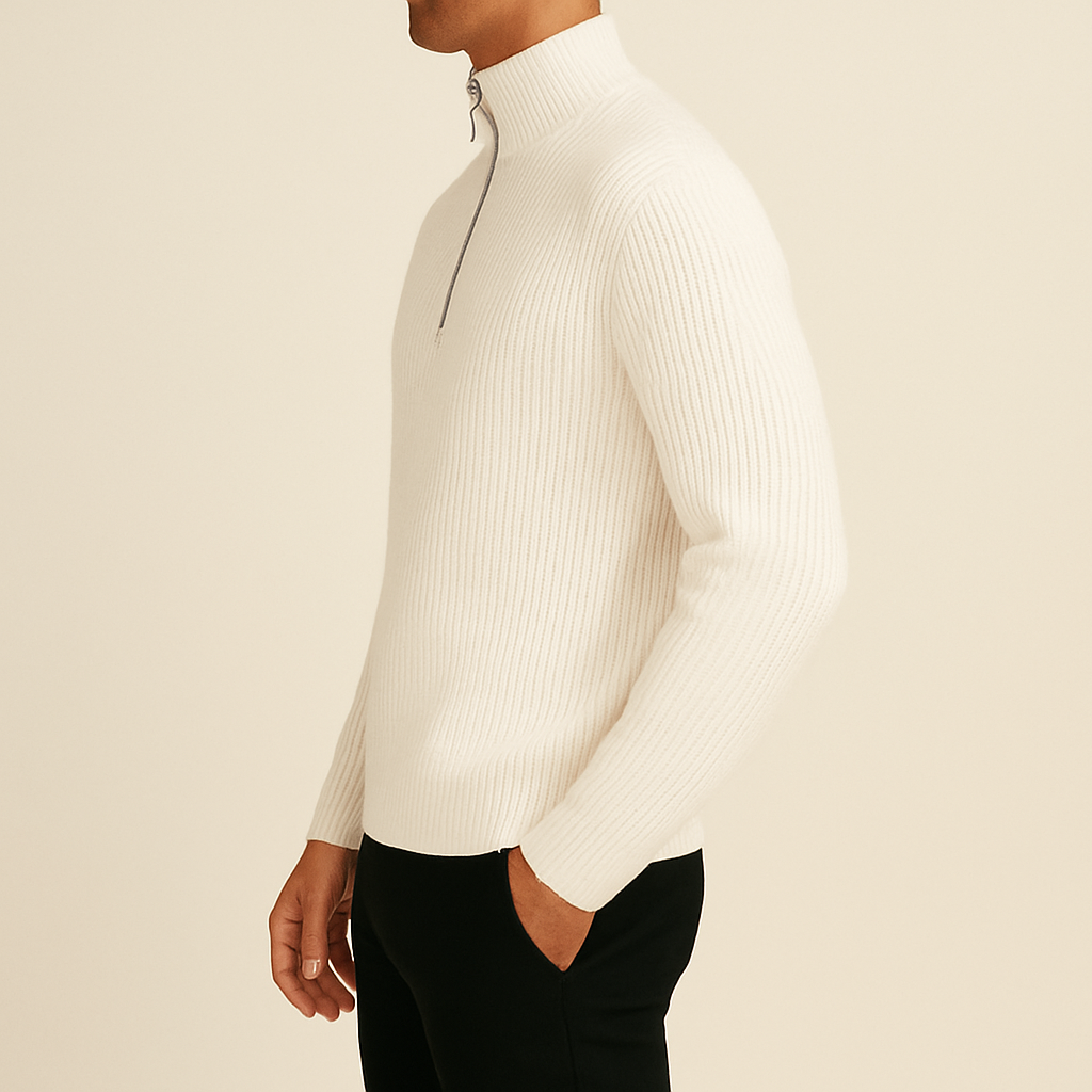 Refined Ribbed Half-Zip Sweater