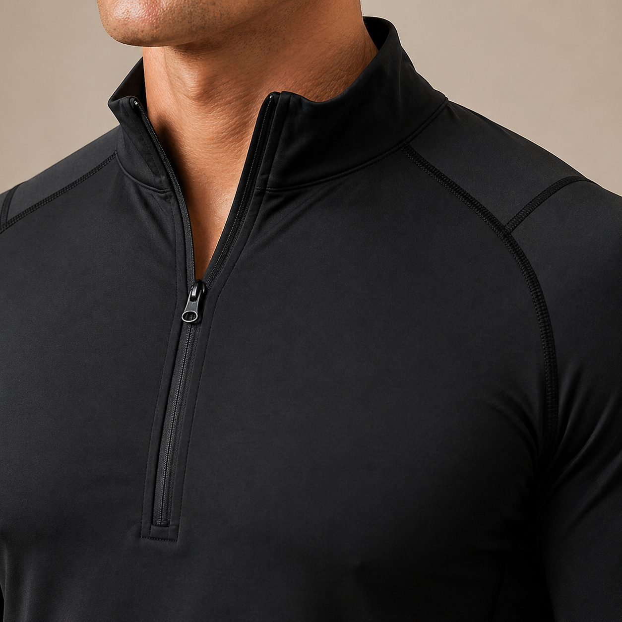 Black Marcivo Performance Stretch Quarter-Zip Close-Up
