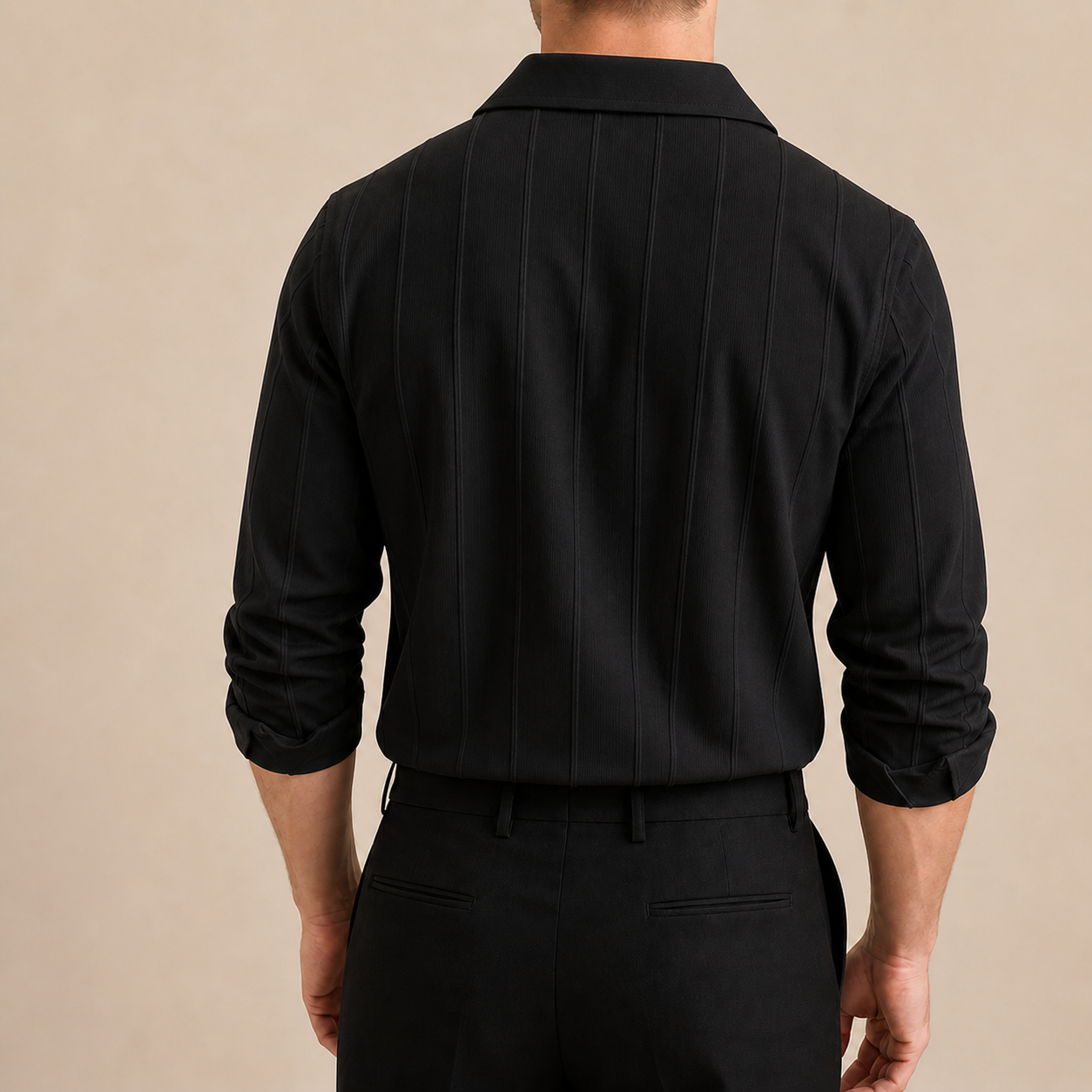 Black ST Tropez Ribbed Shirt Back View