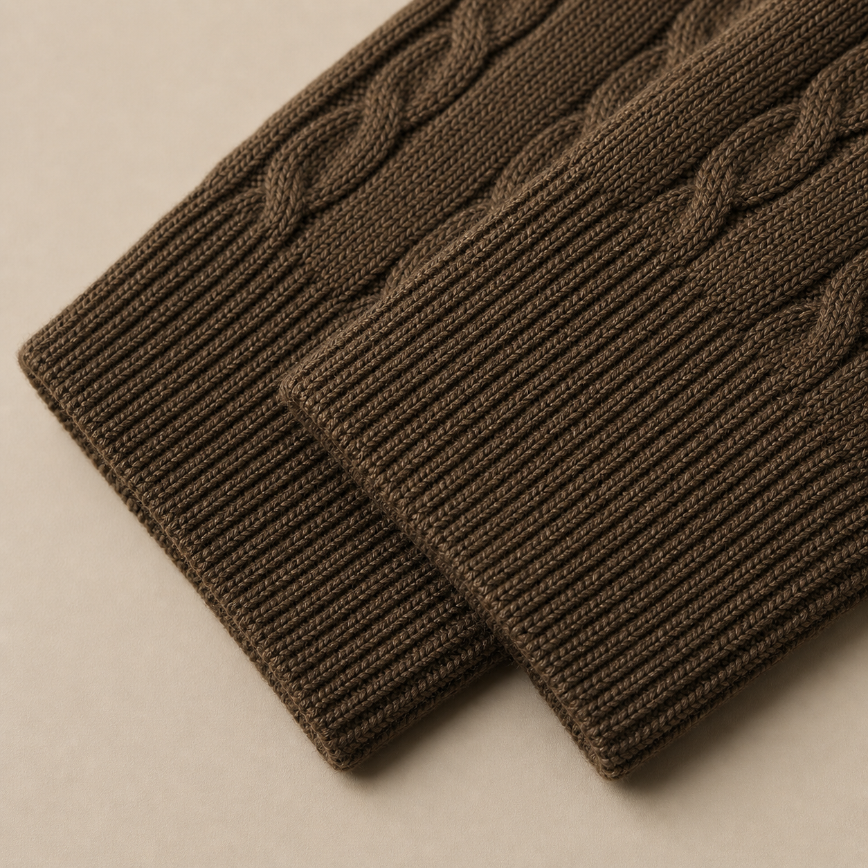Brown Premium Wool Zip Up – Sleeves Close-Up