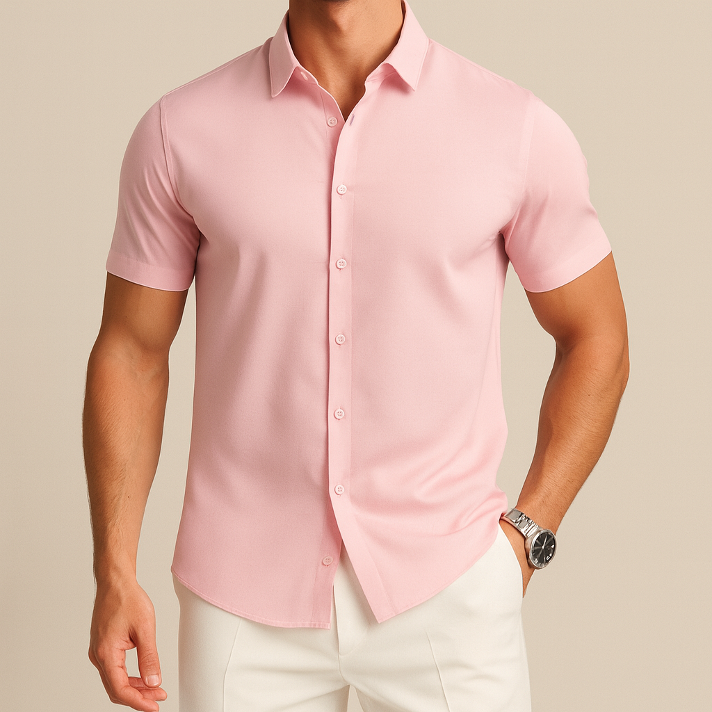 Men's Business Casual Solid Color Short Sleeve Shirt