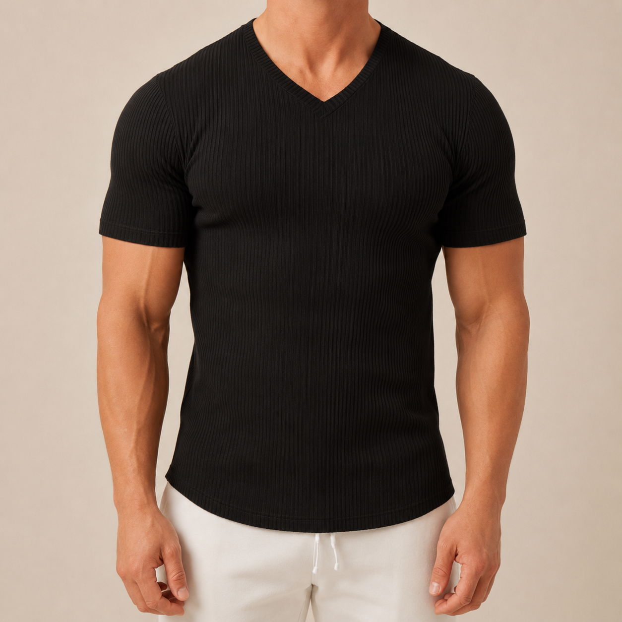 Men's Slim Fit V-Neck Sports T-Shirt