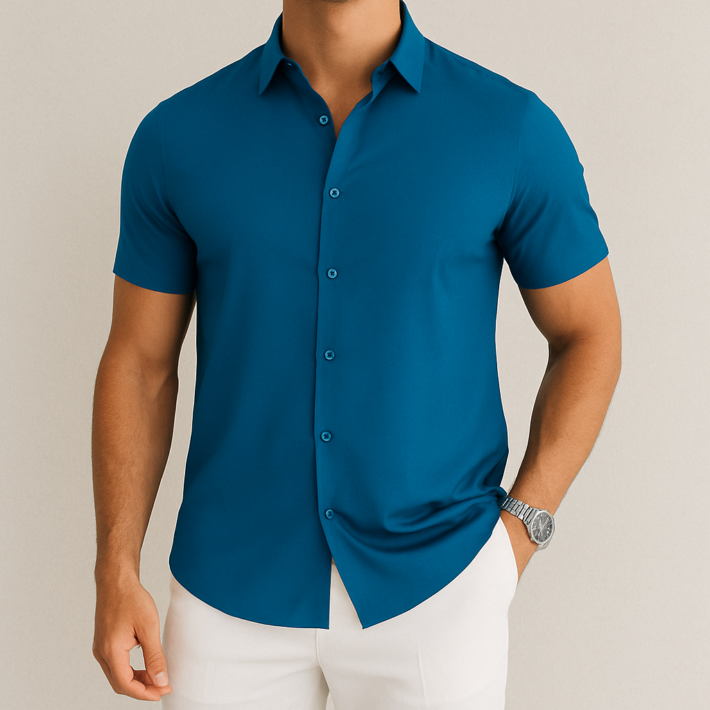 Men's Business Casual Solid Color Short Sleeve Shirt