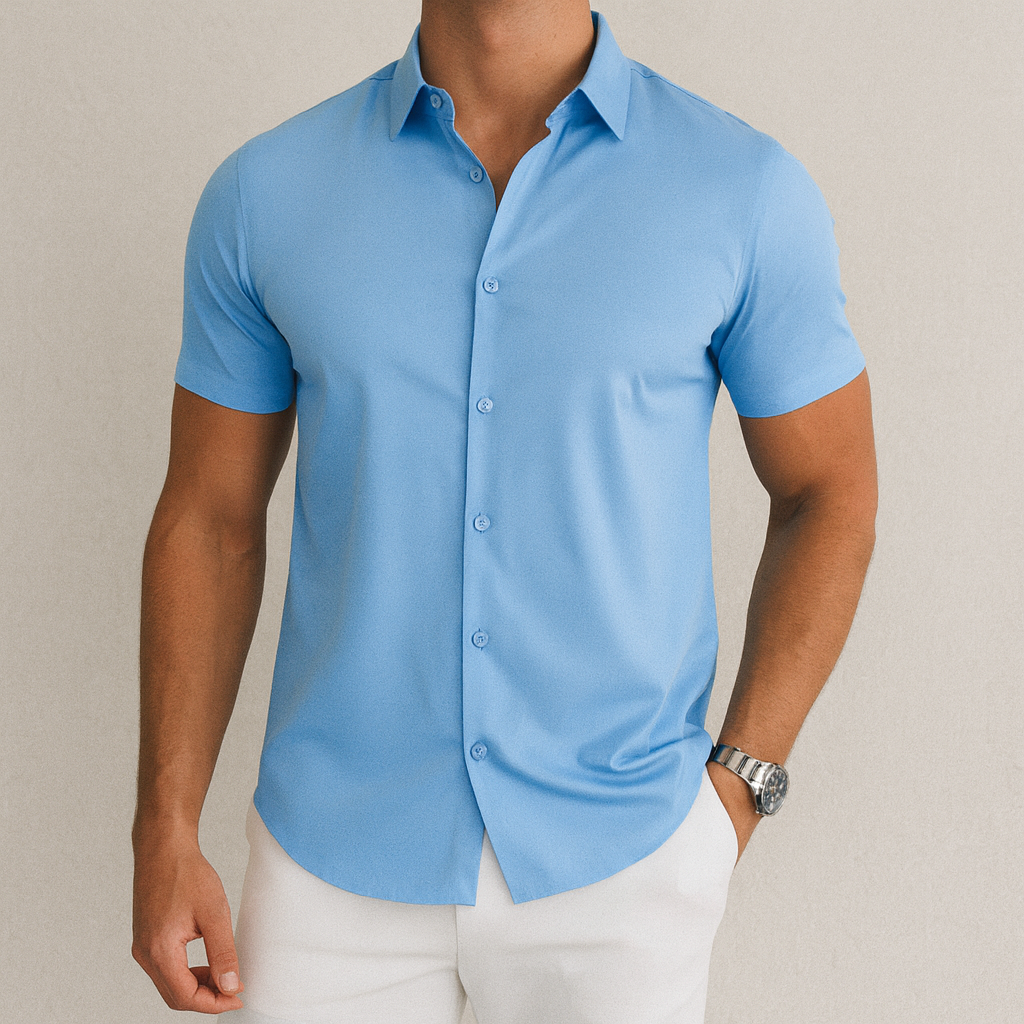 Men's Business Casual Solid Color Short Sleeve Shirt