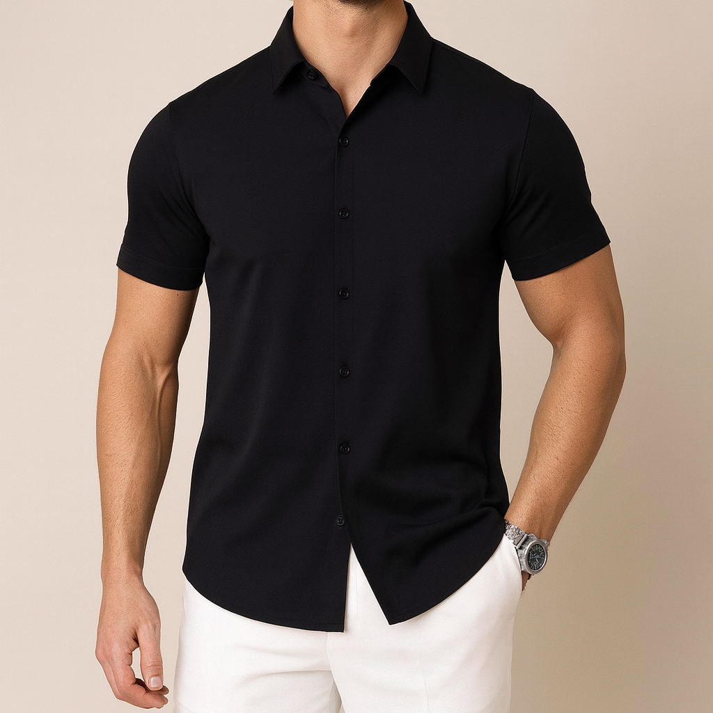 Men's Business Casual Solid Color Short Sleeve Shirt