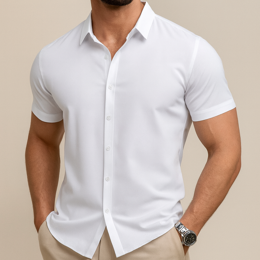 Men's Business Casual Solid Color Short Sleeve Shirt