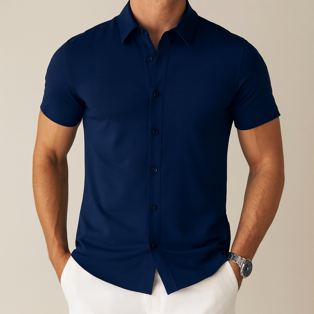 Men's Business Casual Solid Color Short Sleeve Shirt