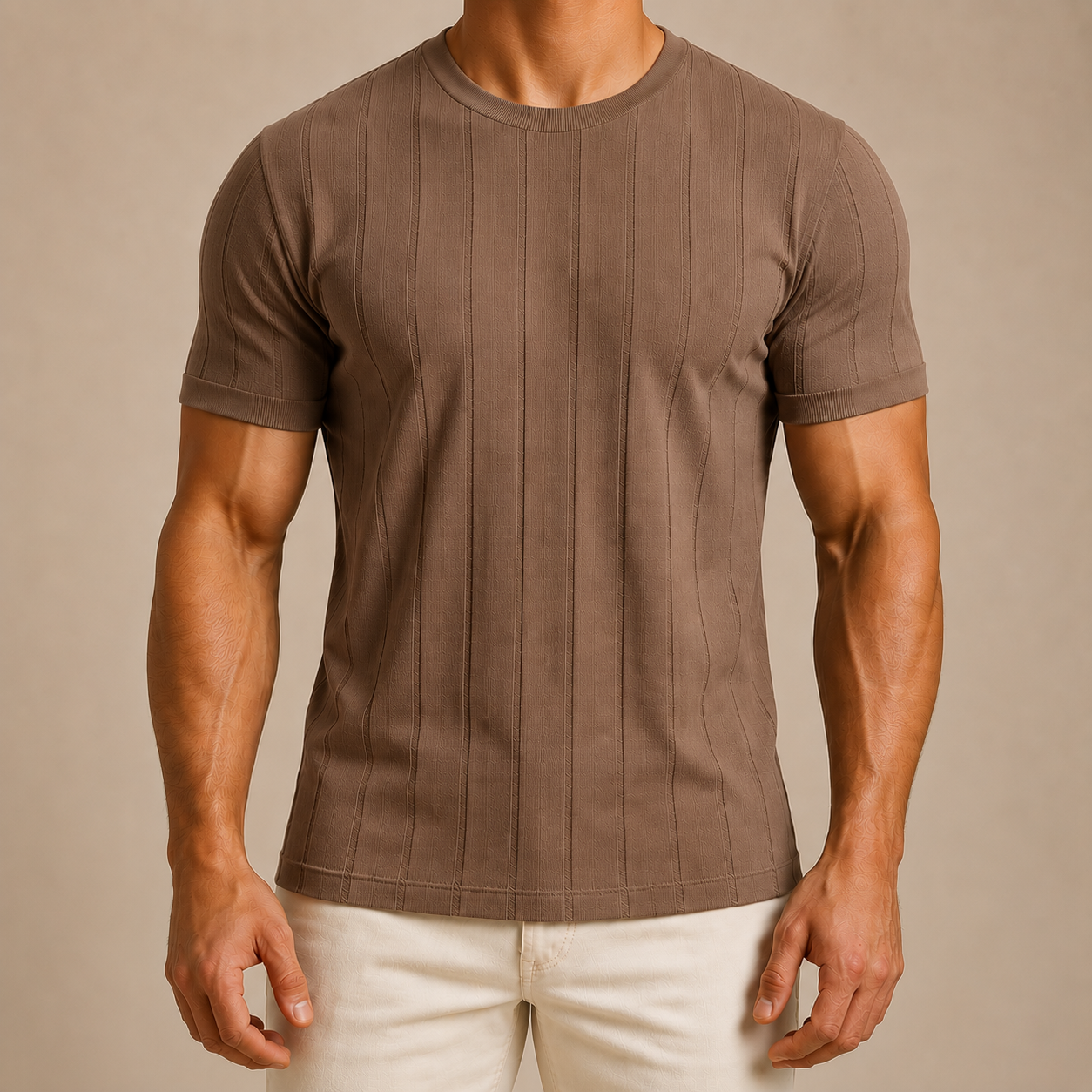 Coffee Men's Rib Knit Summer Tee