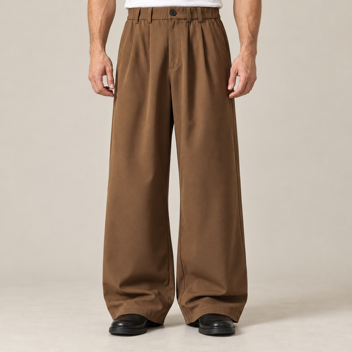 Pleated Wide-Leg Trousers