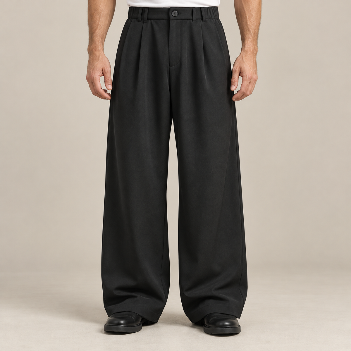 Pleated Wide-Leg Trousers