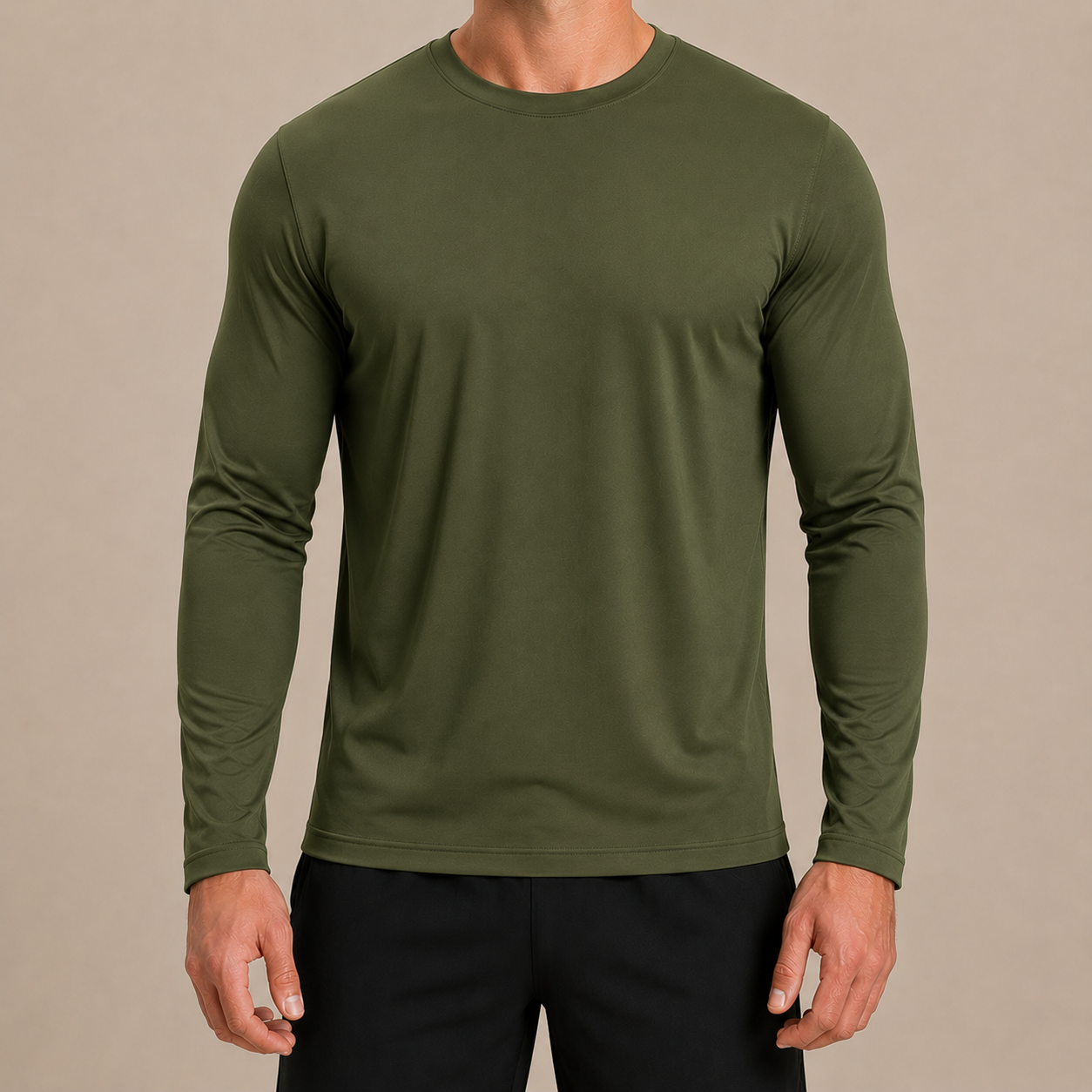 Olive Green Performance Long Sleeve Tee