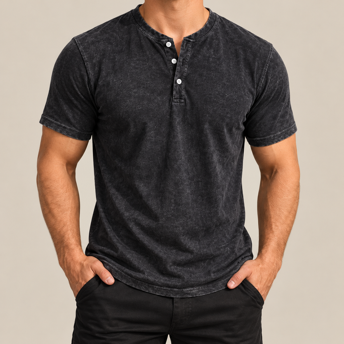 Washed Cotton Henley