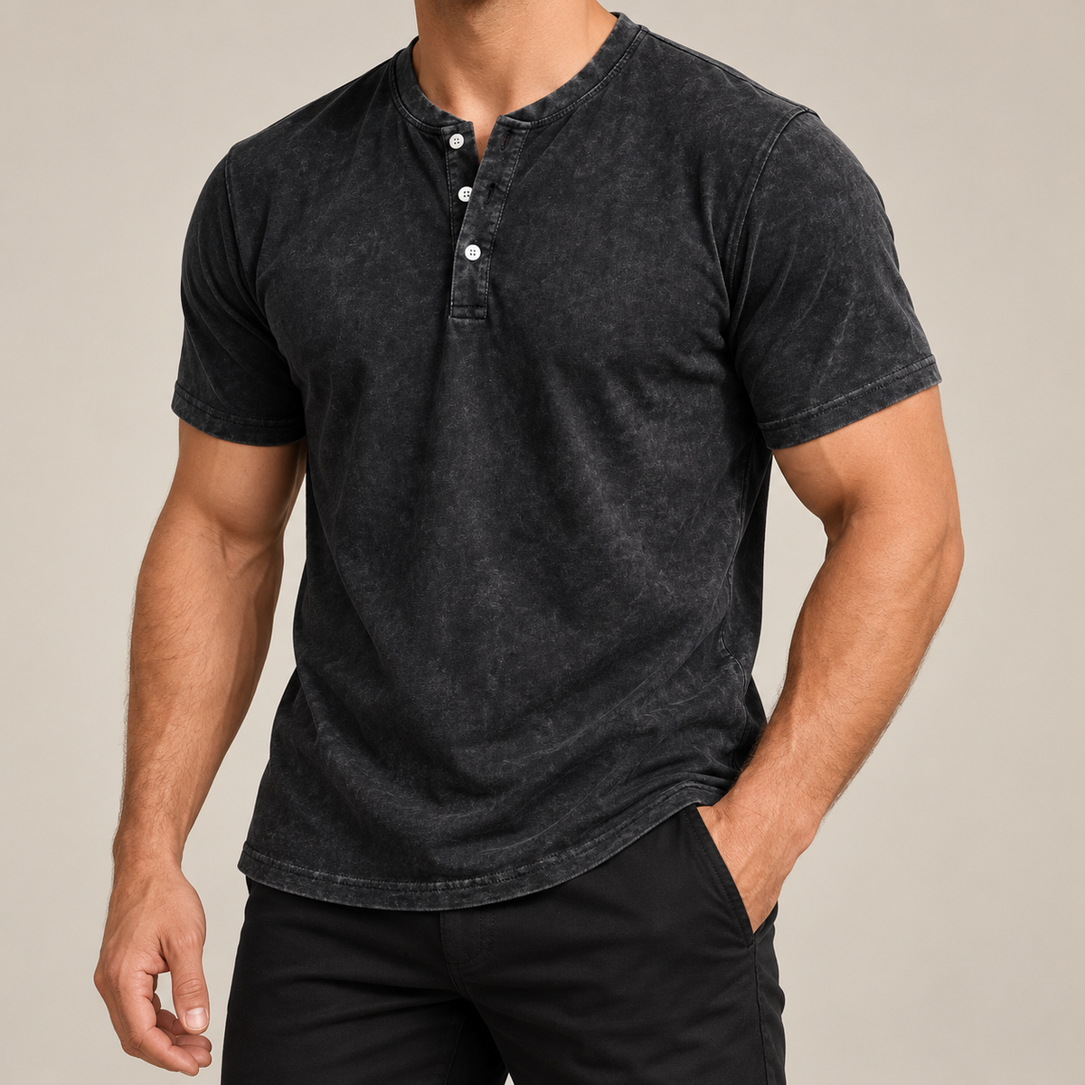 Washed Cotton Henley