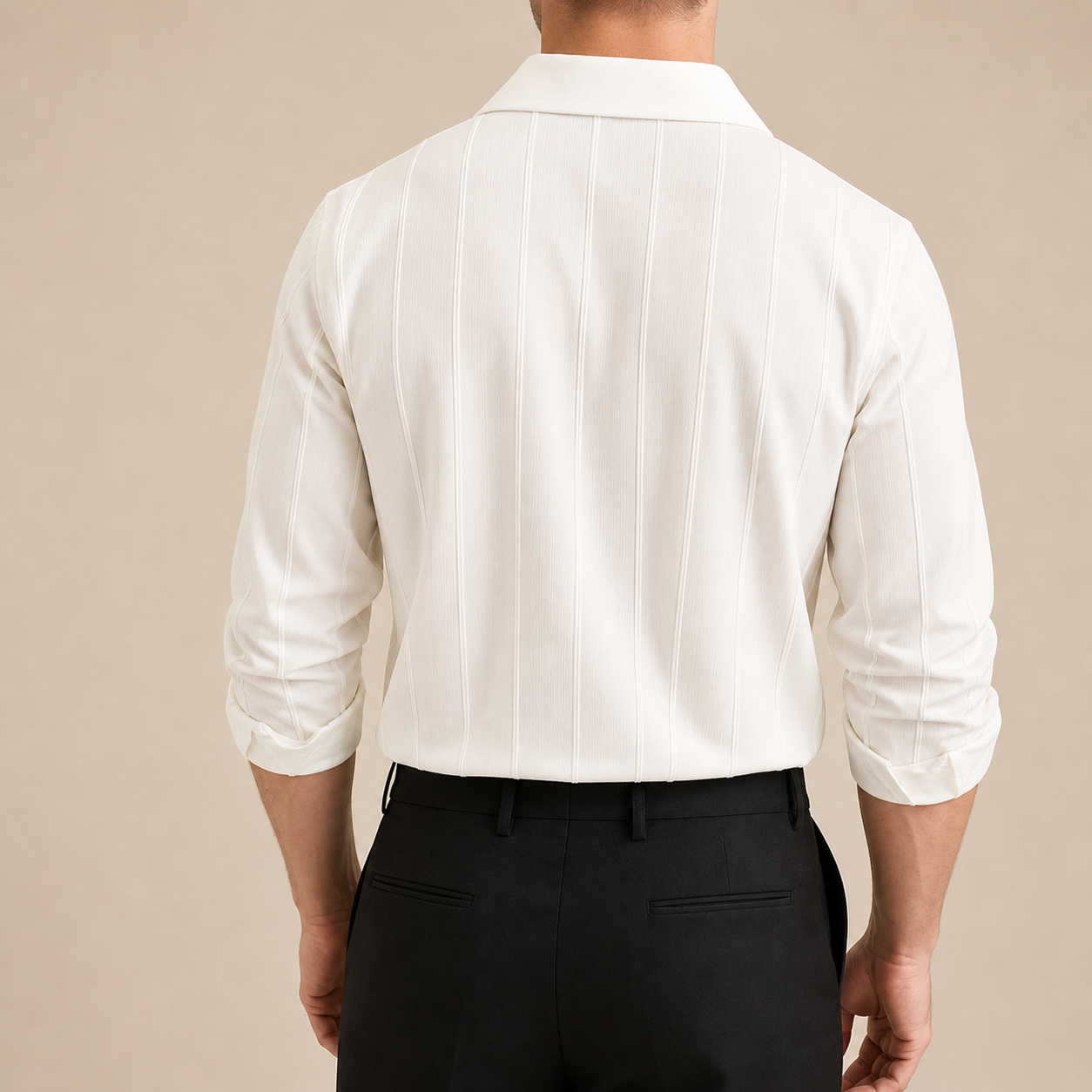 White ST Tropez Ribbed Shirt Back View