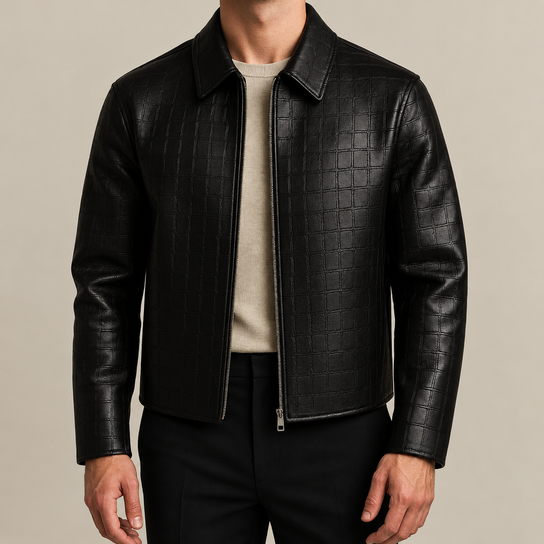 Croc-Embossed Leather Jacket