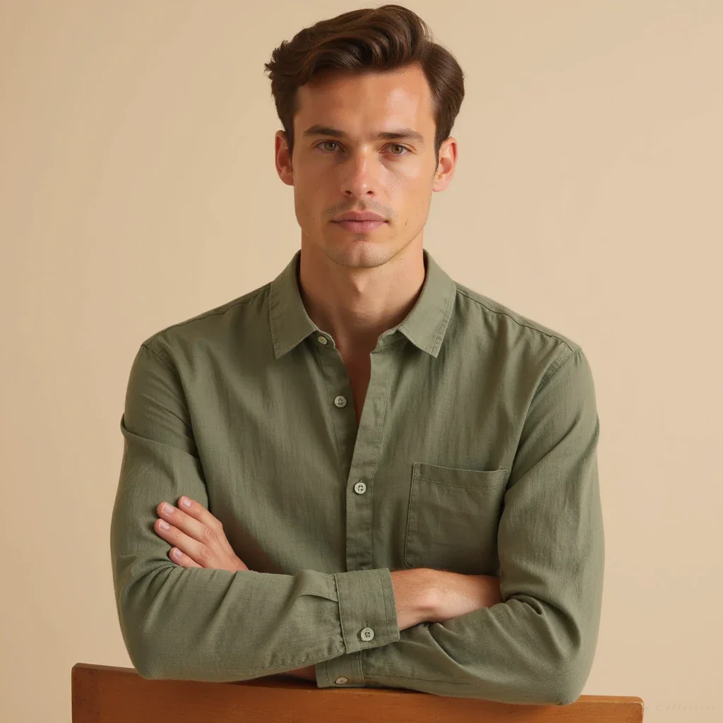 Green Porto linen shirt for men