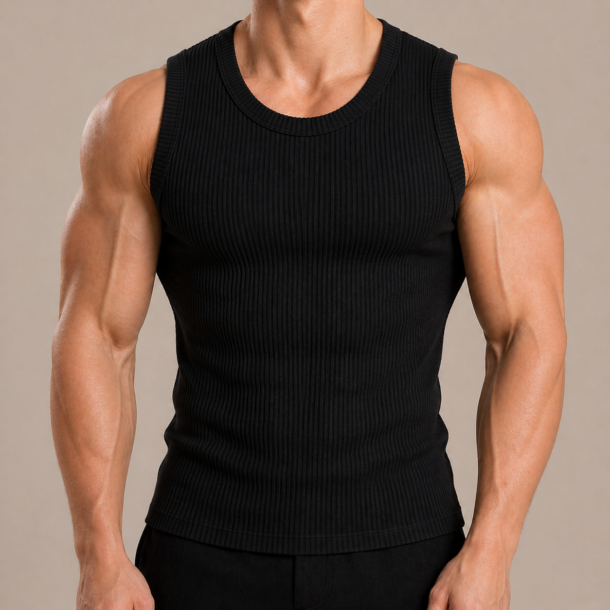Black Marcivo Slim Fit Ribbed Tank Top