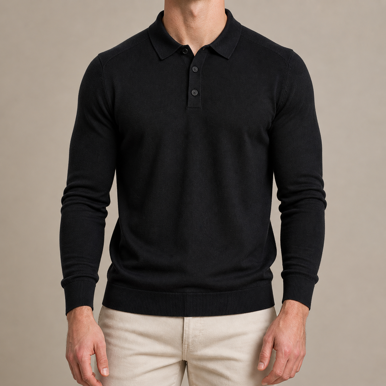 Black Premium Wool Polo