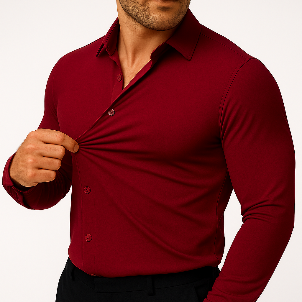 Burgundy The Stretch Dress Shirt  Close-Up 