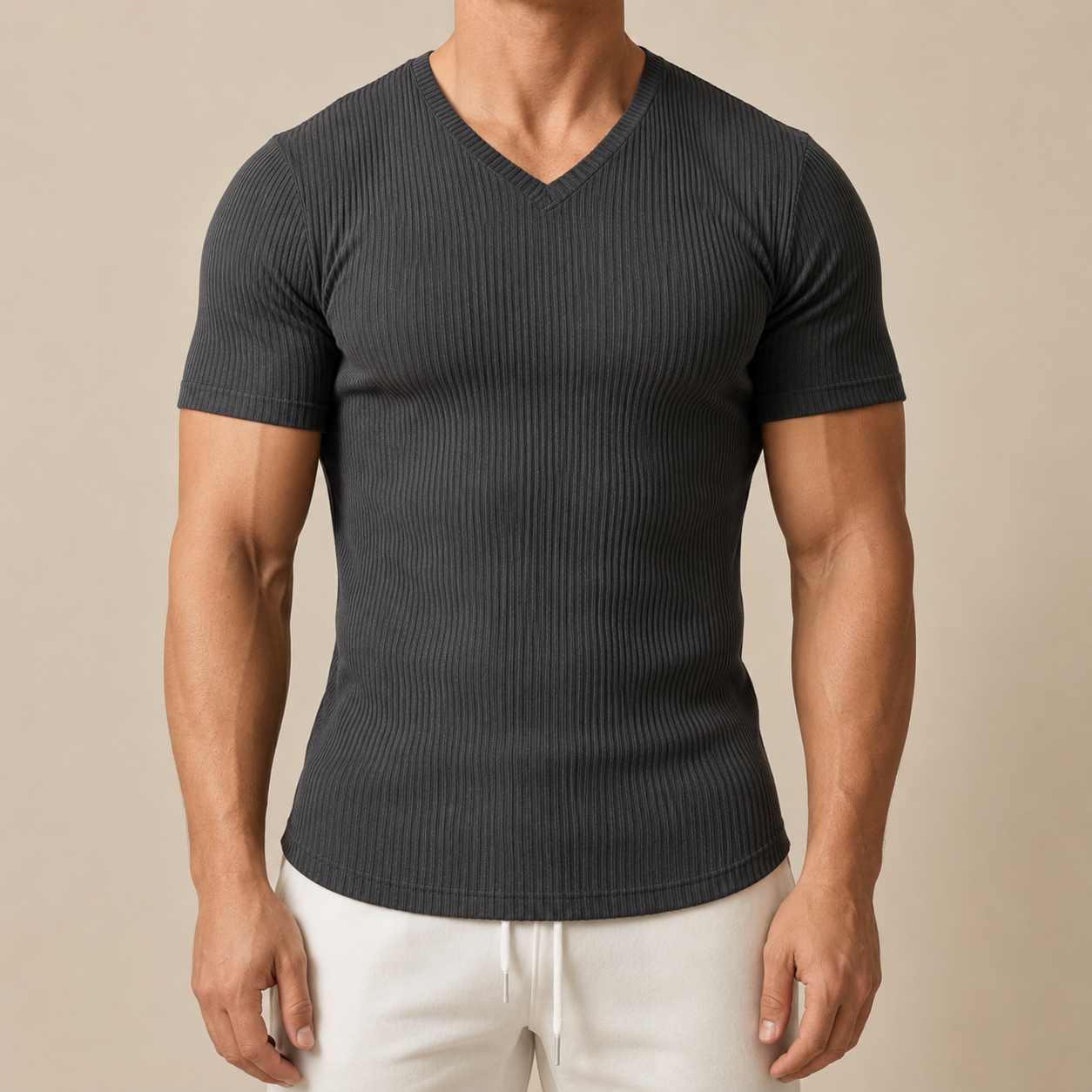 Men's Slim Fit V-Neck Sports T-Shirt