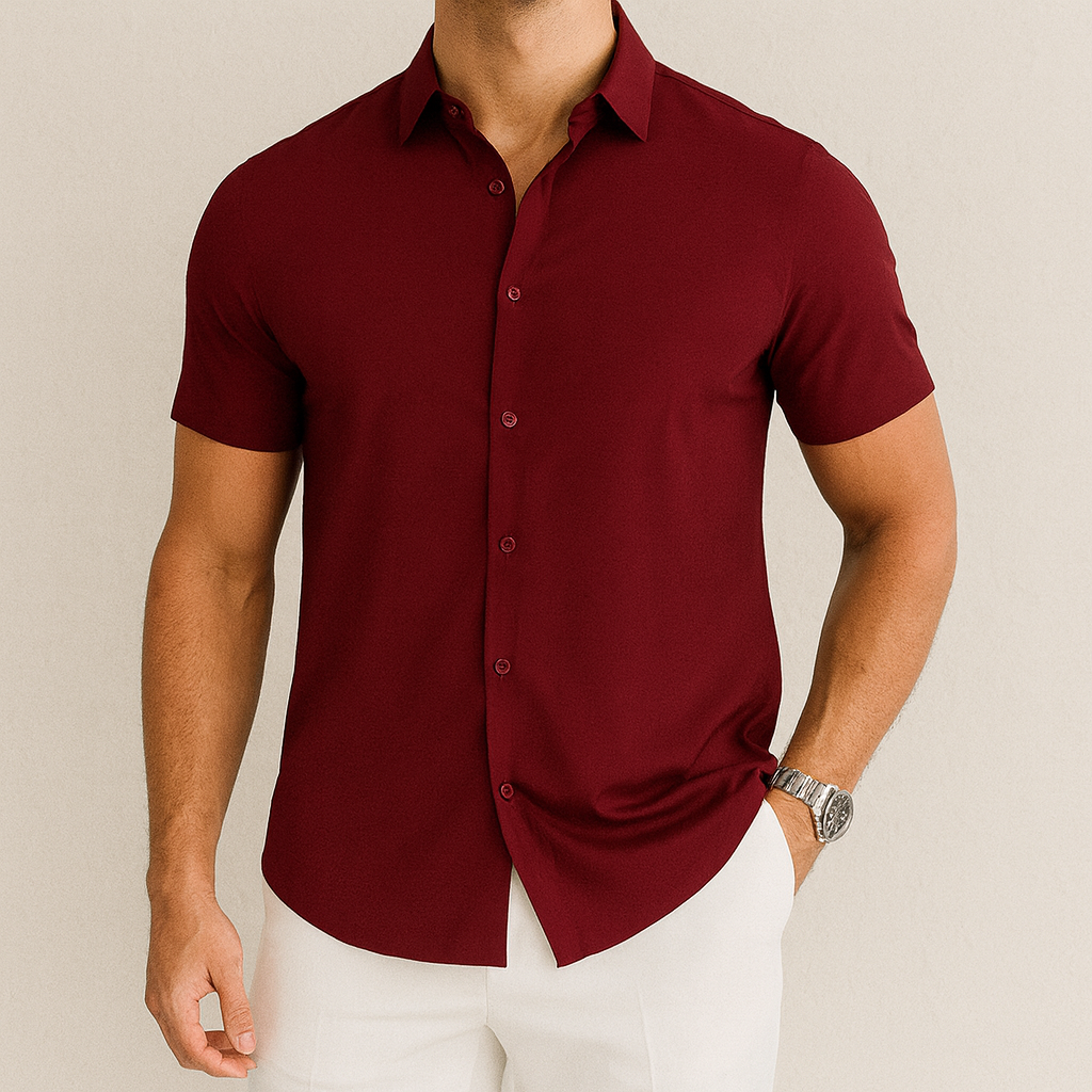 Men's Business Casual Solid Color Short Sleeve Shirt
