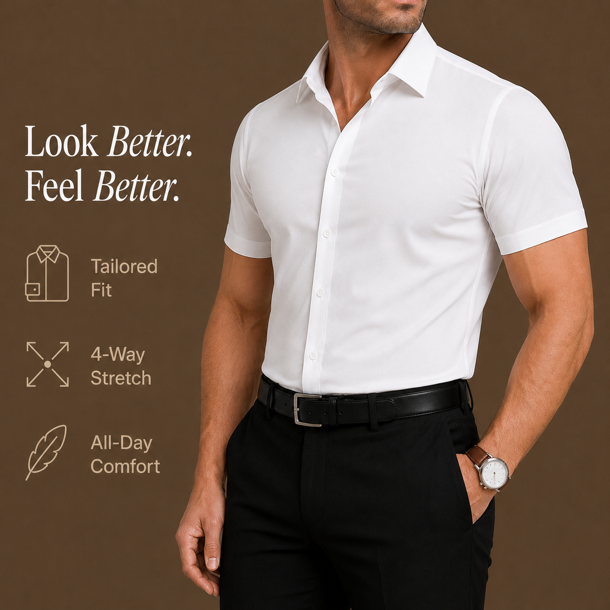 Tailored Fit Stretchy Dress Shirt