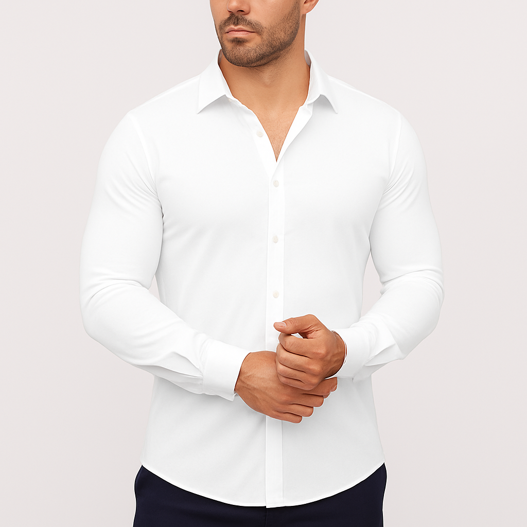 Classic White The Stretch Dress Shirt Front View