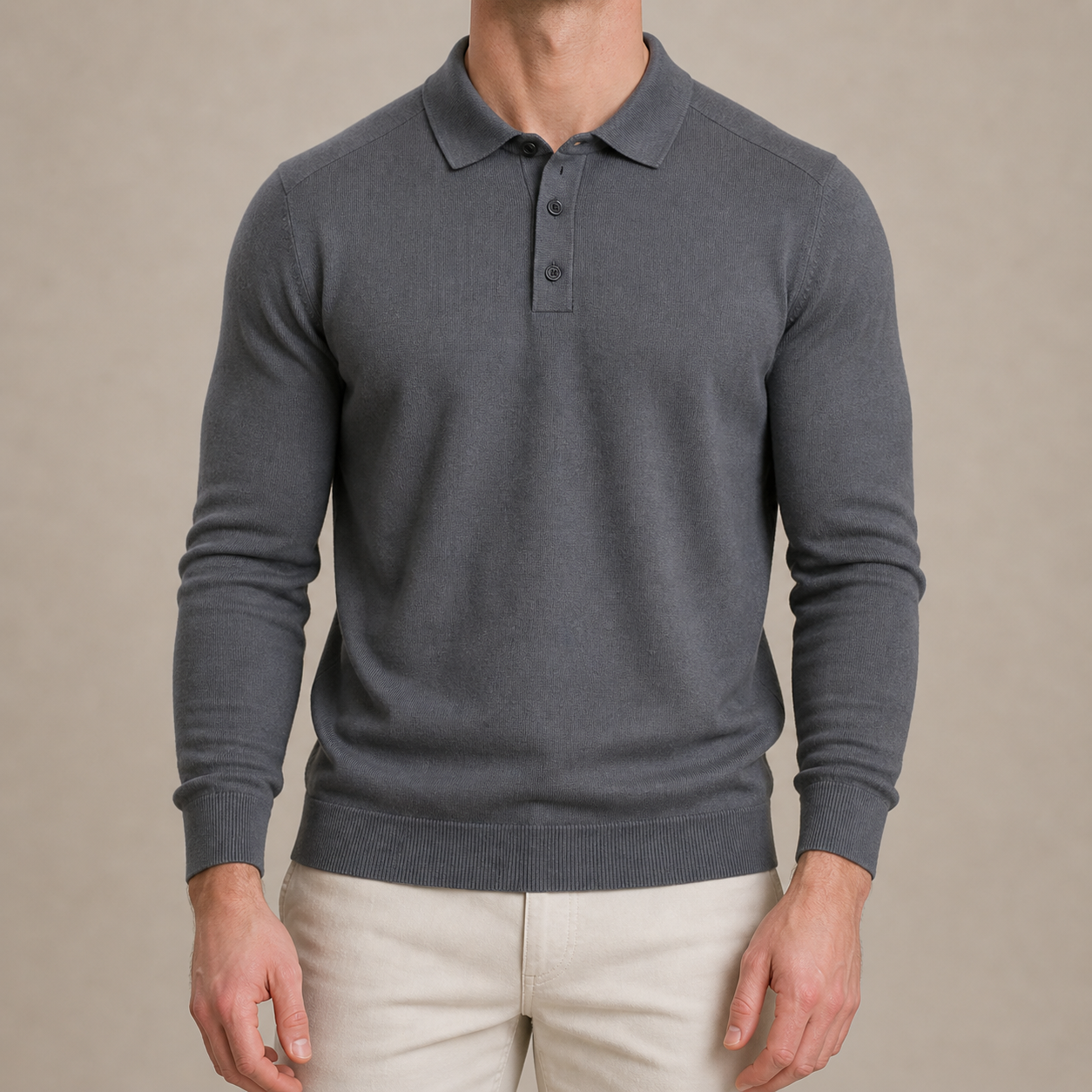 Gray Premium Wool Polo