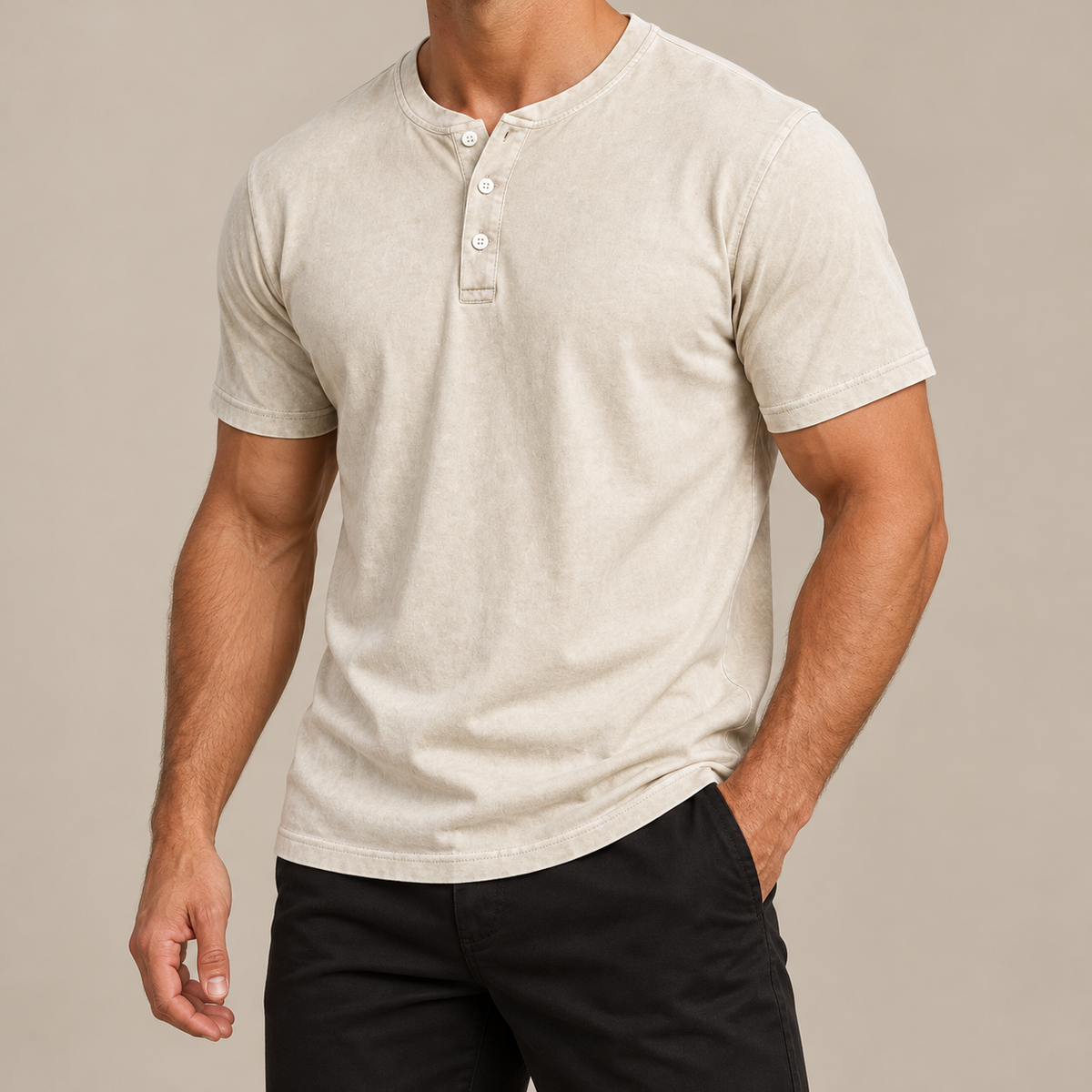 Washed Cotton Henley