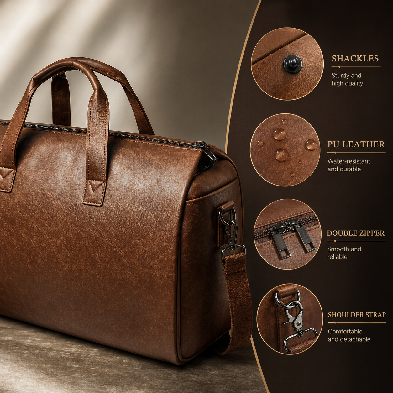 Marcivo Voyager Leather Garment Duffle – Details