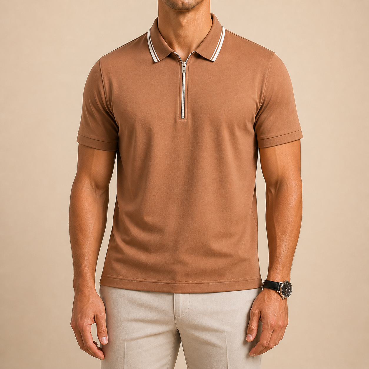Orange Ridgeway Zip Polo