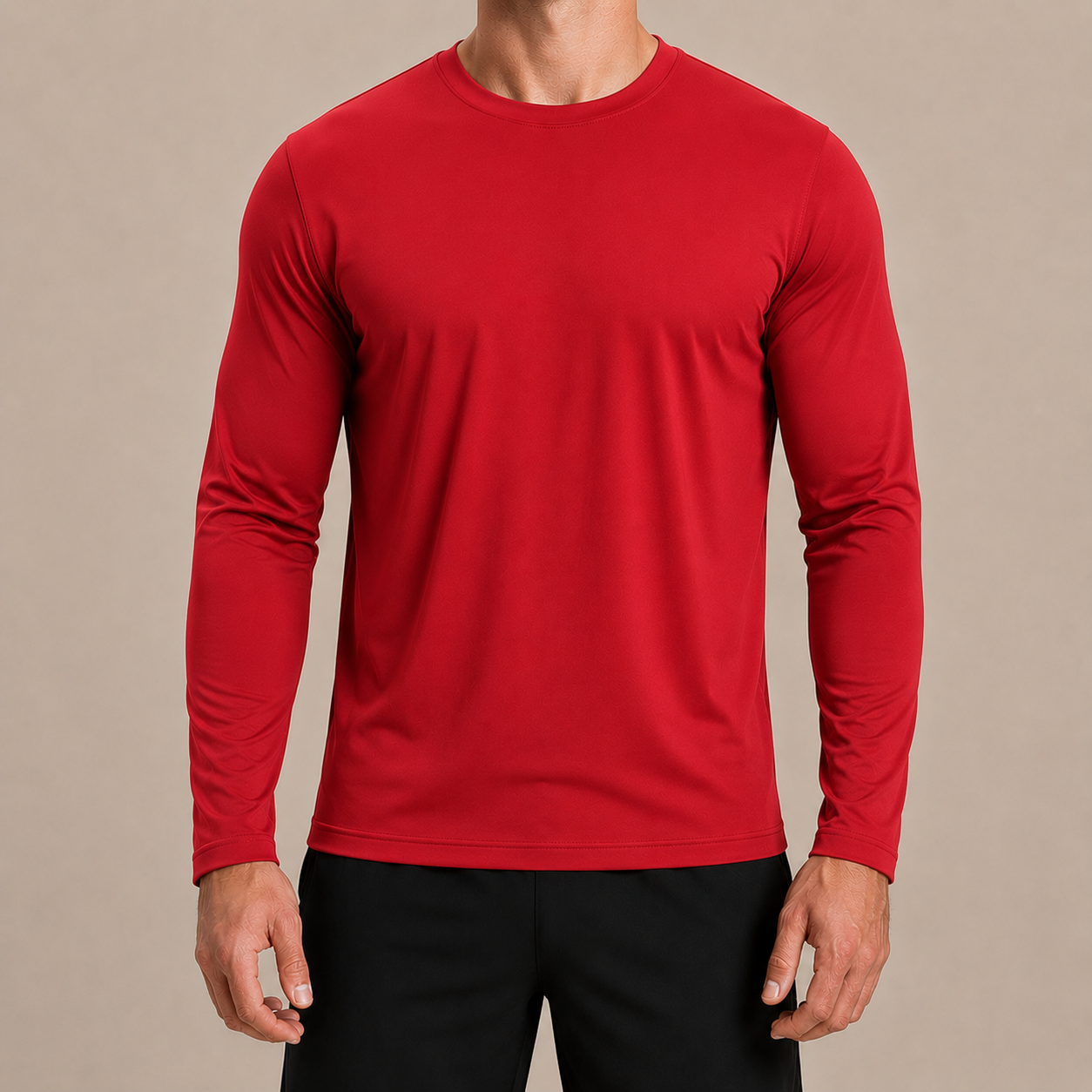 Red Performance Long Sleeve Tee