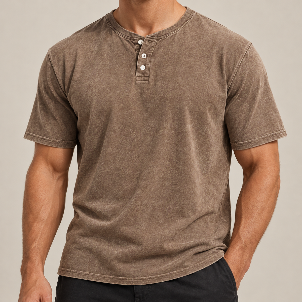 Washed Cotton Henley