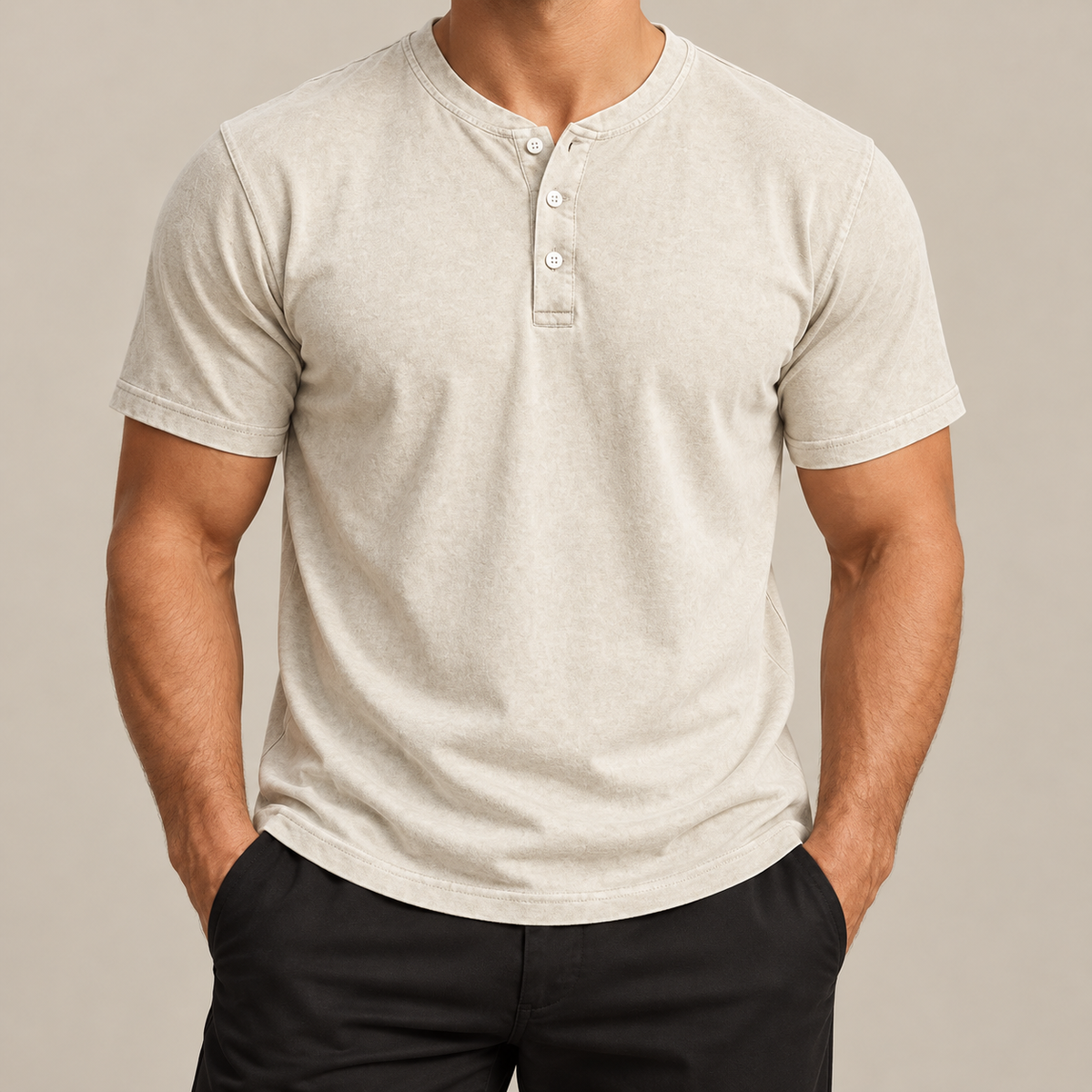 Washed Cotton Henley