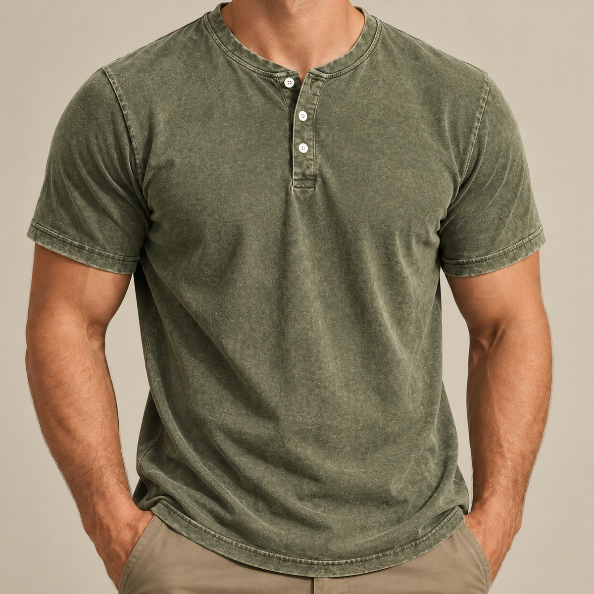 Washed Cotton Henley