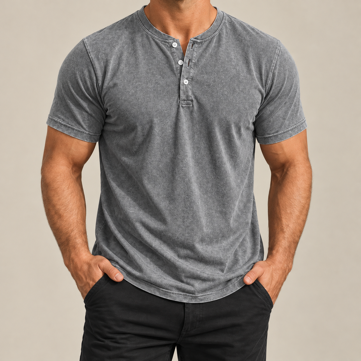 Washed Cotton Henley