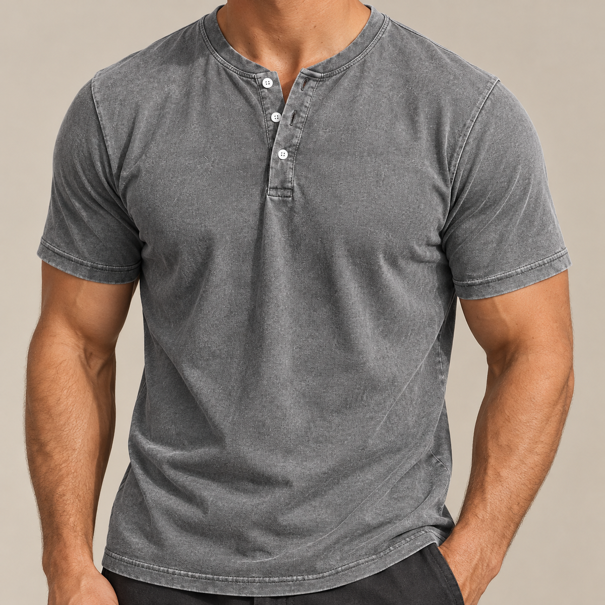 Washed Cotton Henley