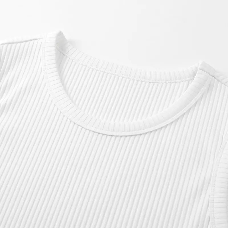 White Marcivo Slim Fit Ribbed Tank Top – Neckline Detail