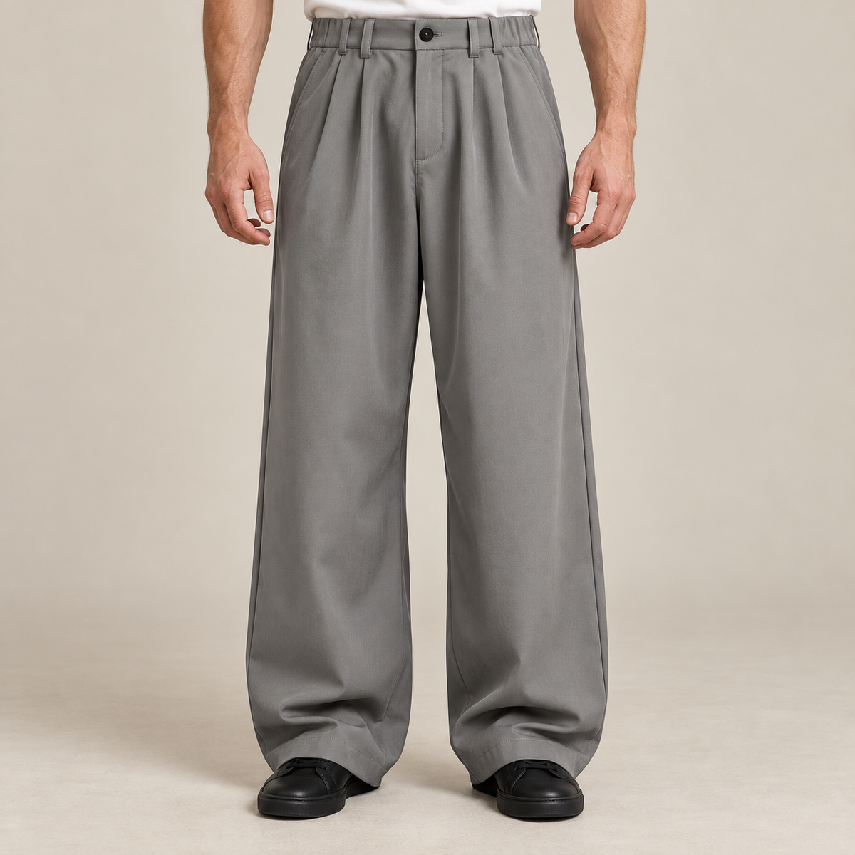 Pleated Wide-Leg Trousers